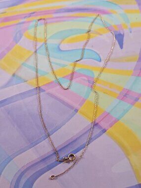 14k Yellow Gold Necklace, 19'' 1mm Vintage Stamped "1/20 14k N/C"